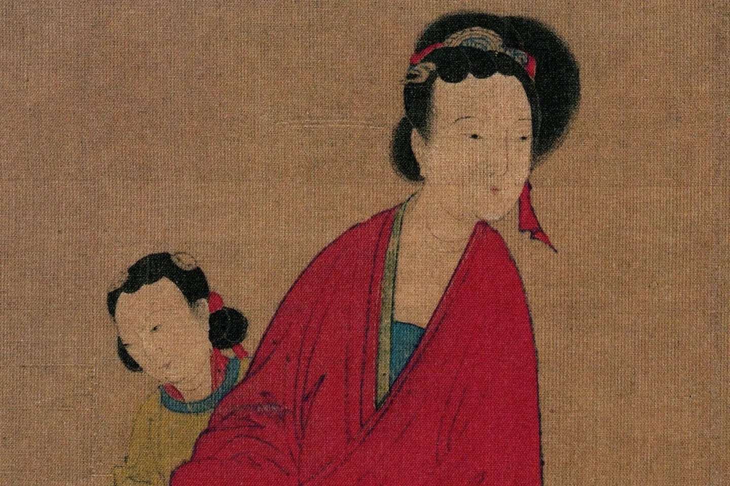 元代人物画《招凉仕女图》高清大图局部 (1)