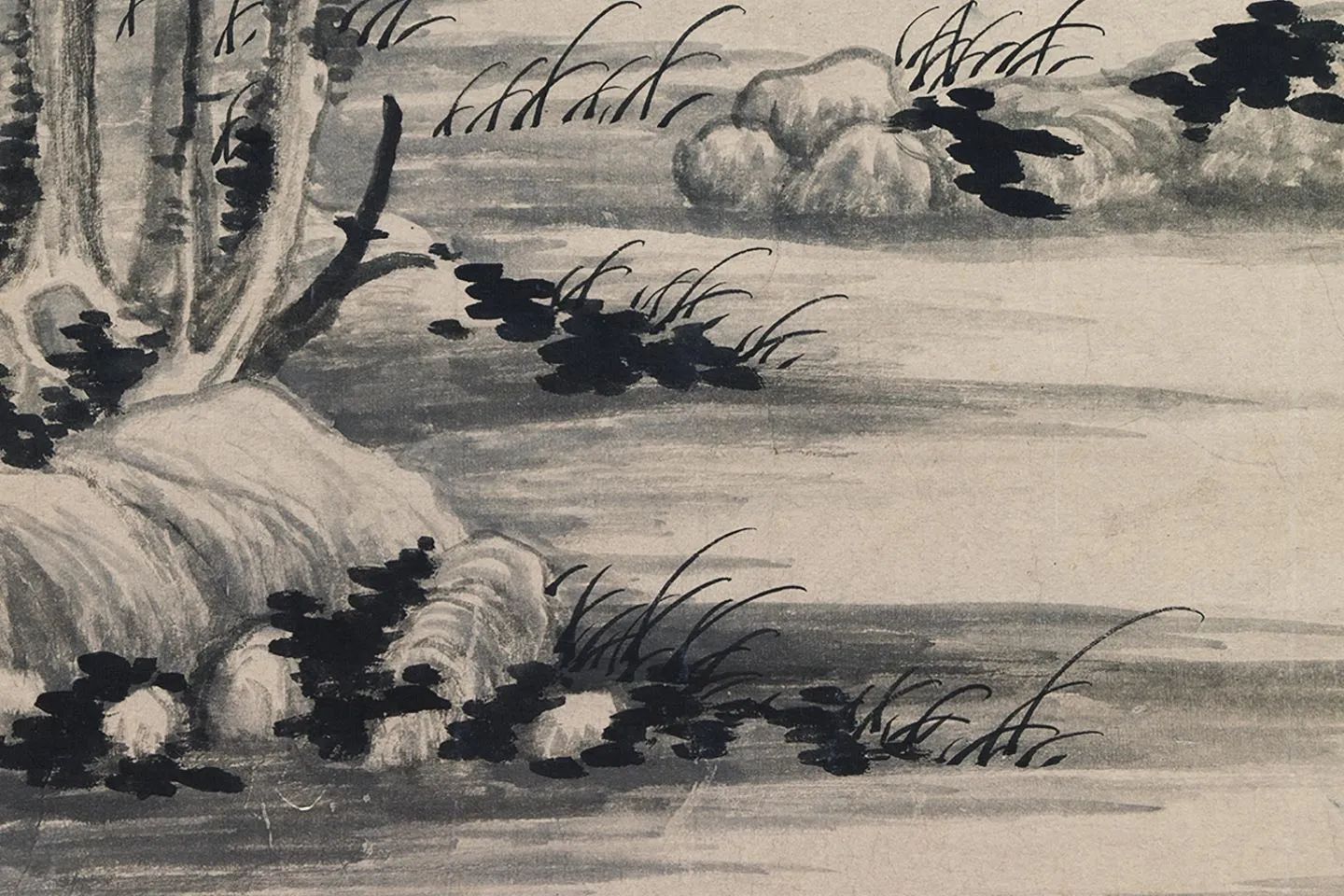 柯九思山水画《夏山欲雨图》局部 (1)