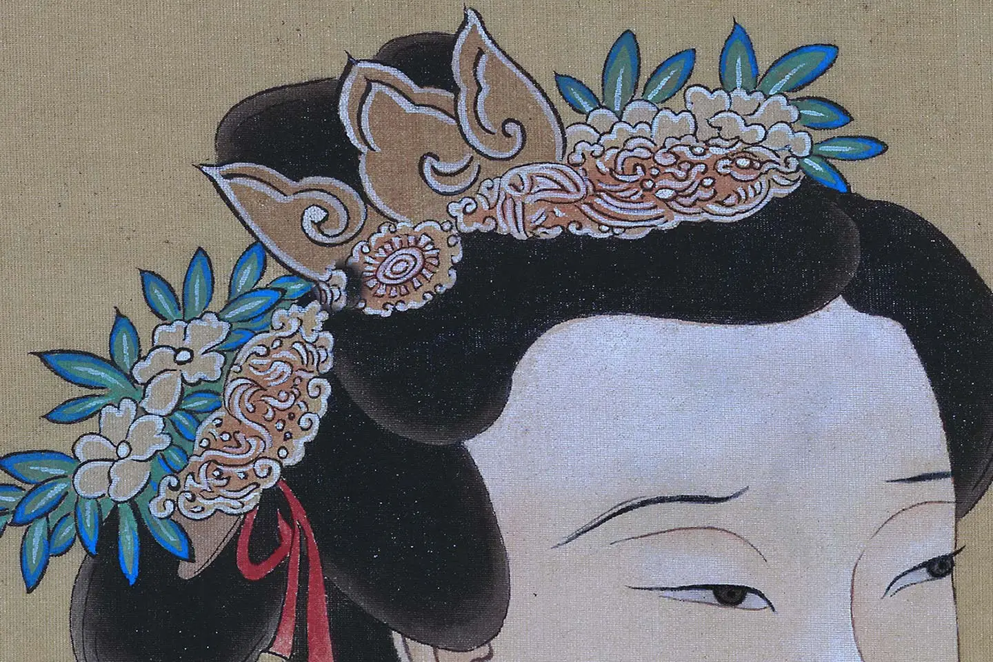 唐寅人物画《王蜀宫妓图》高清大图局部 (1)