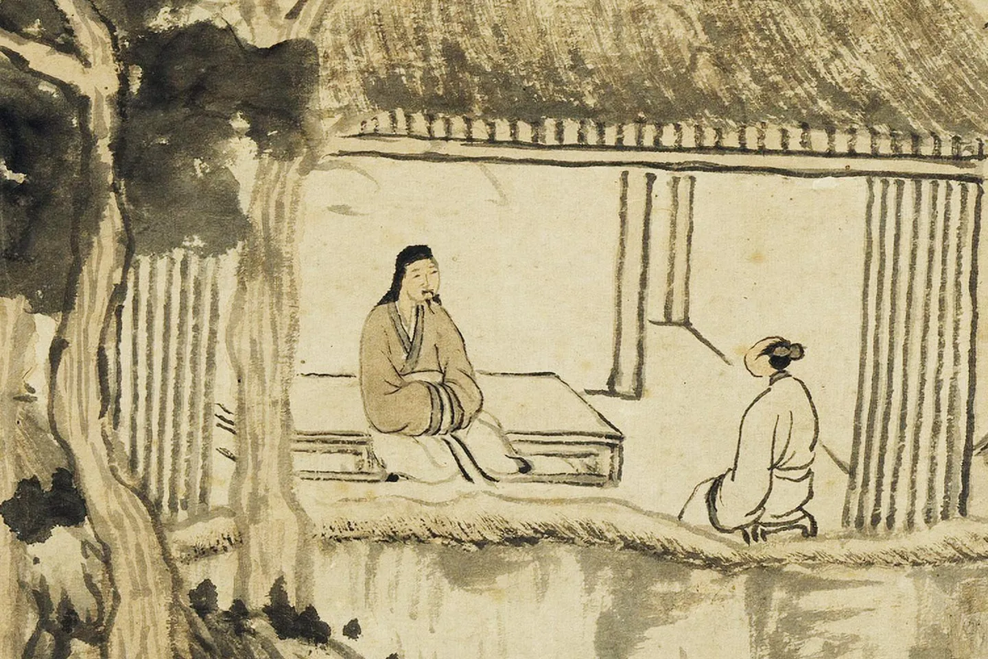 赵原《听松图》高清大图局部 (1)