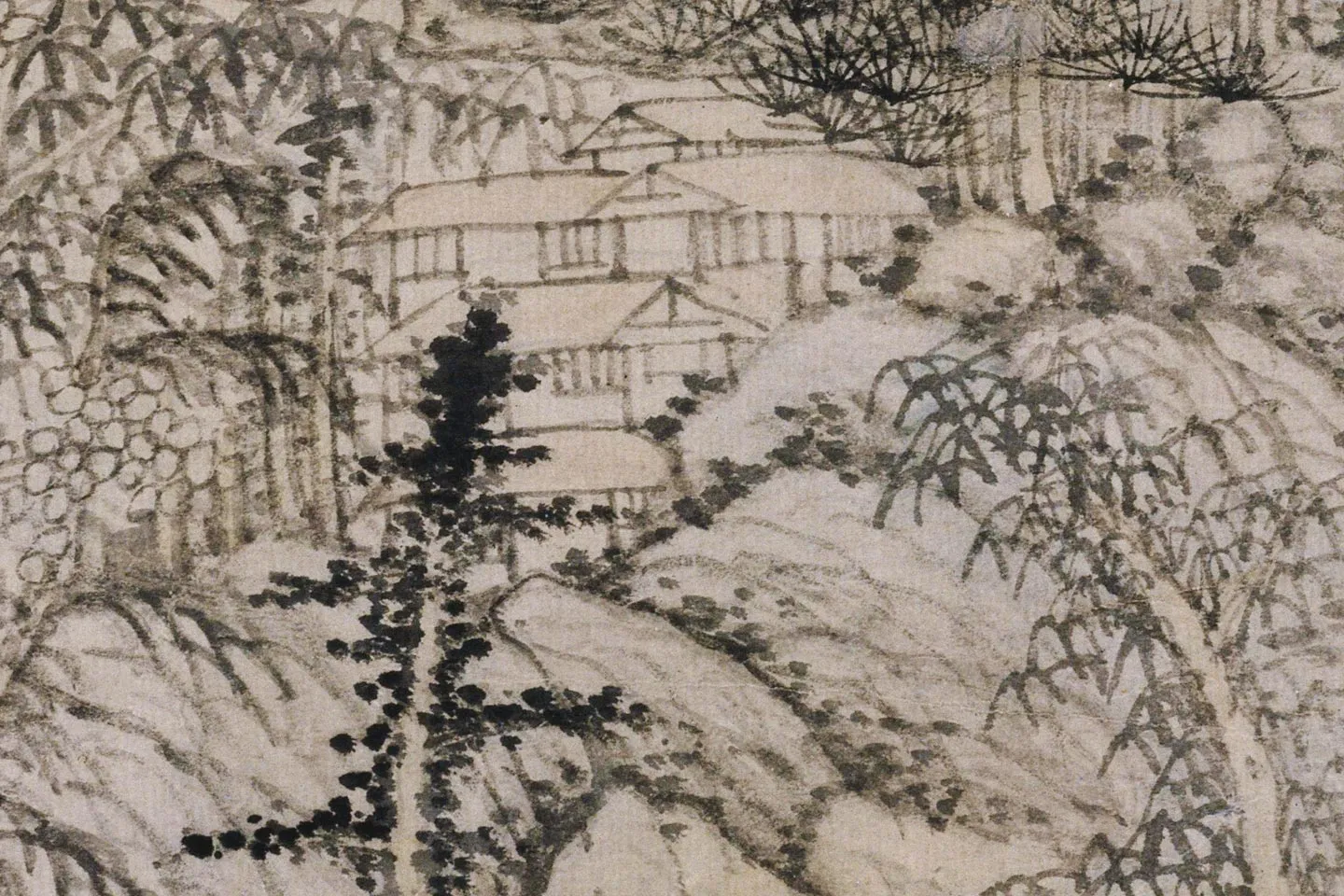 黄公望山水画《丹崖玉树图》高清大图局部 (3)