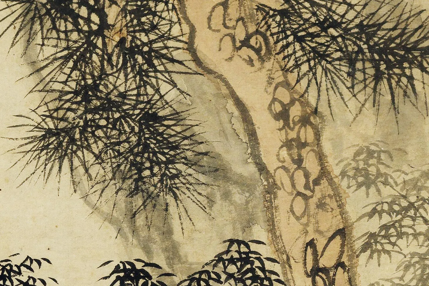 赵原《听松图》高清大图局部 (3)