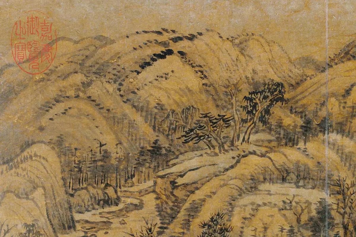 五代巨然山水局部 (3)