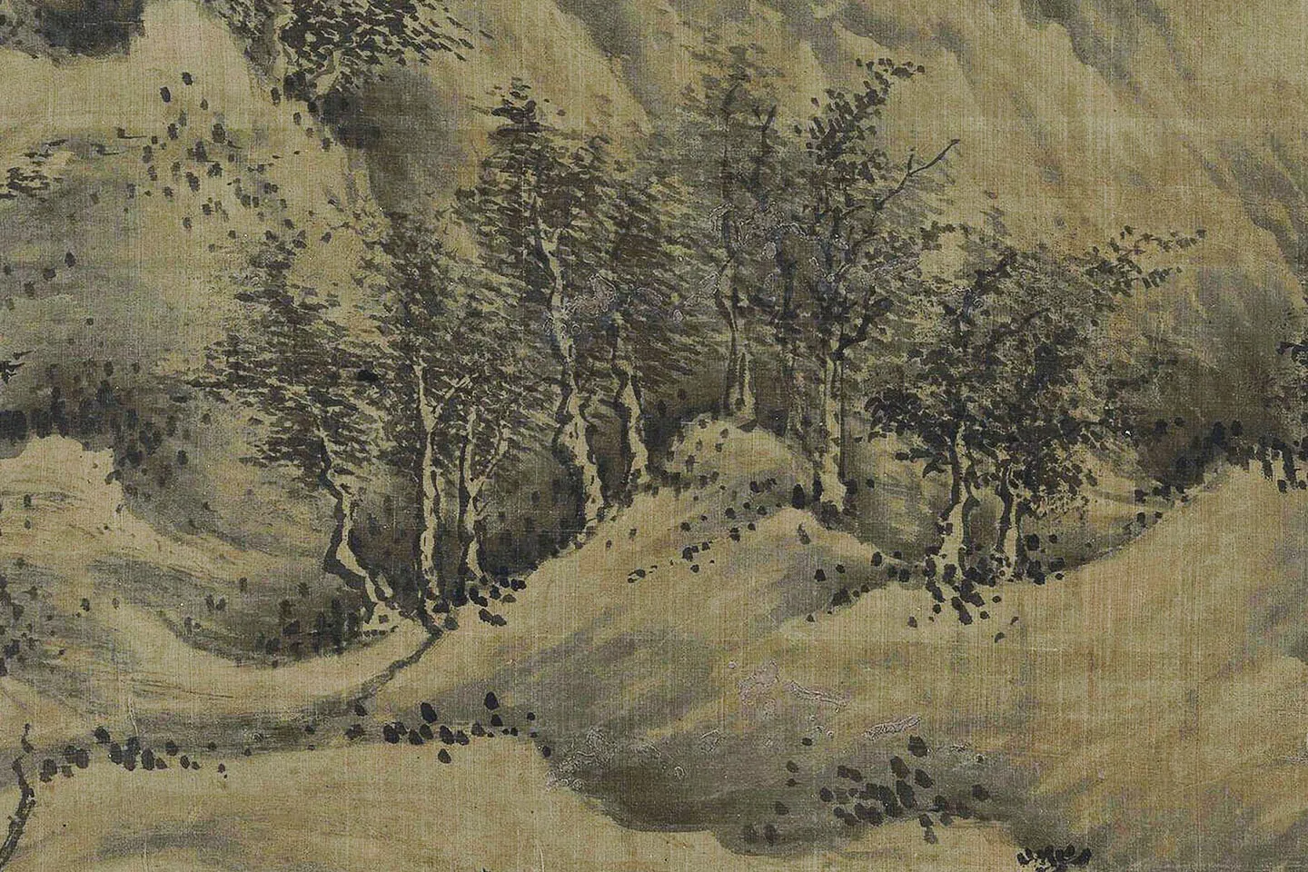 传巨然山水画《溪山林薮图》局部 (1)