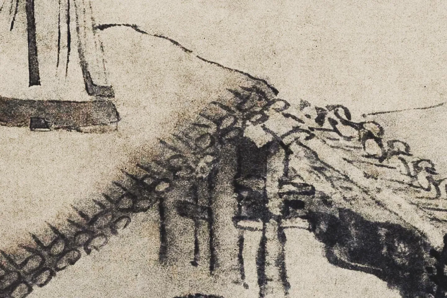 唐寅山水人物画《观梅图》局部 (2)