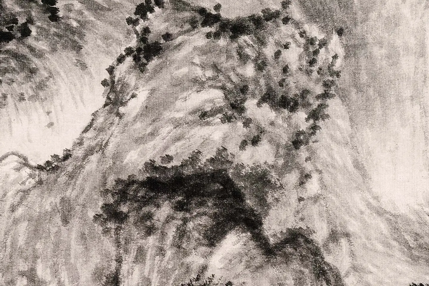 王蒙水墨山水画《青卞隐居图》局部 (3)