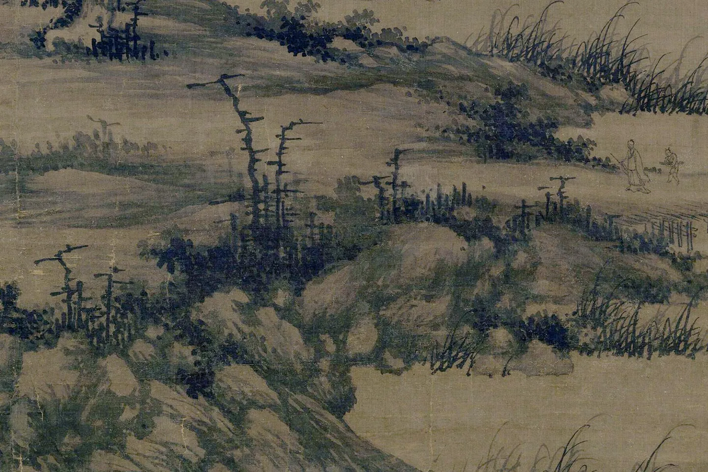 巨然山水《囊琴怀鹤图》局部 (3)