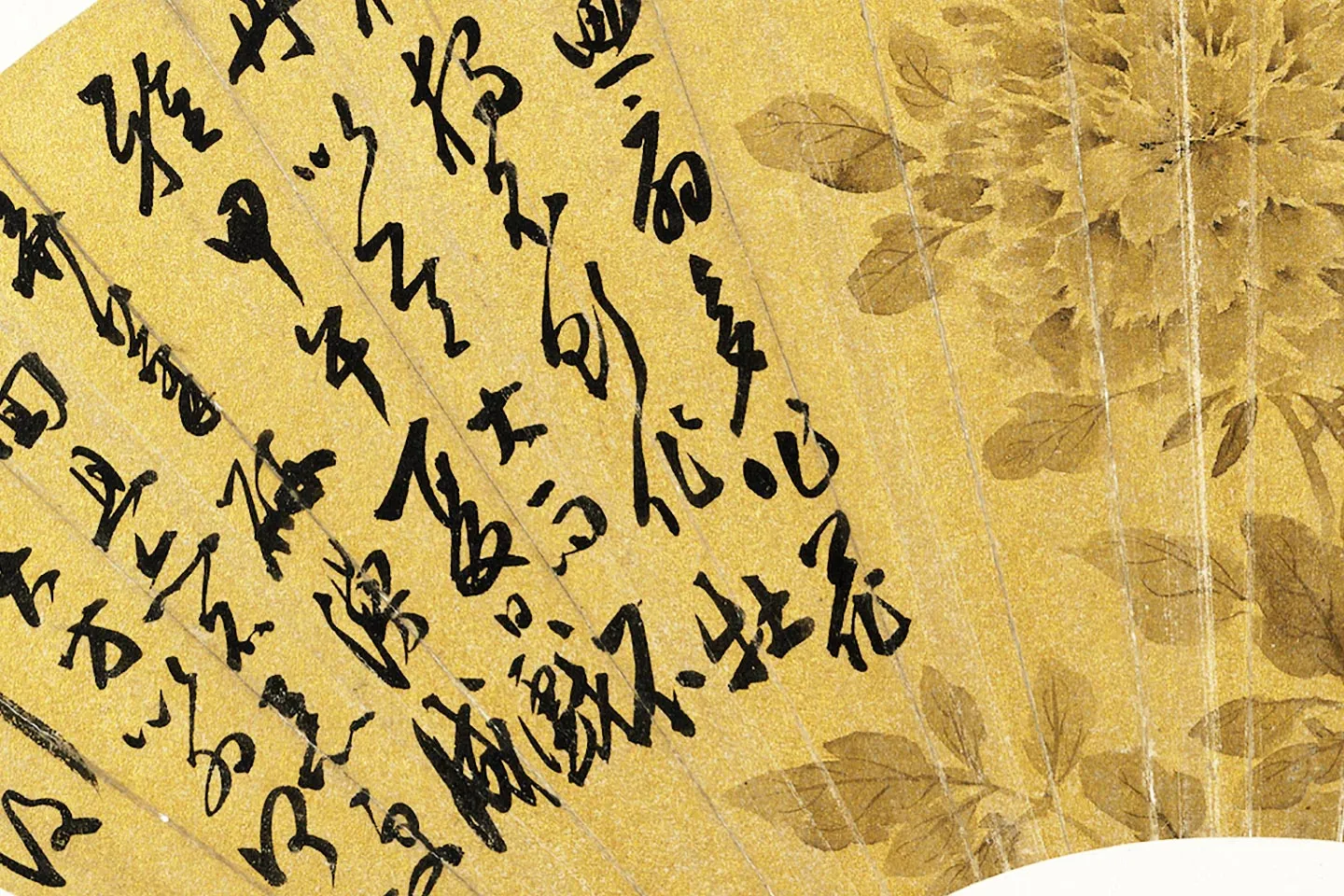 陈淳书画扇面《牡丹》局部 (3)