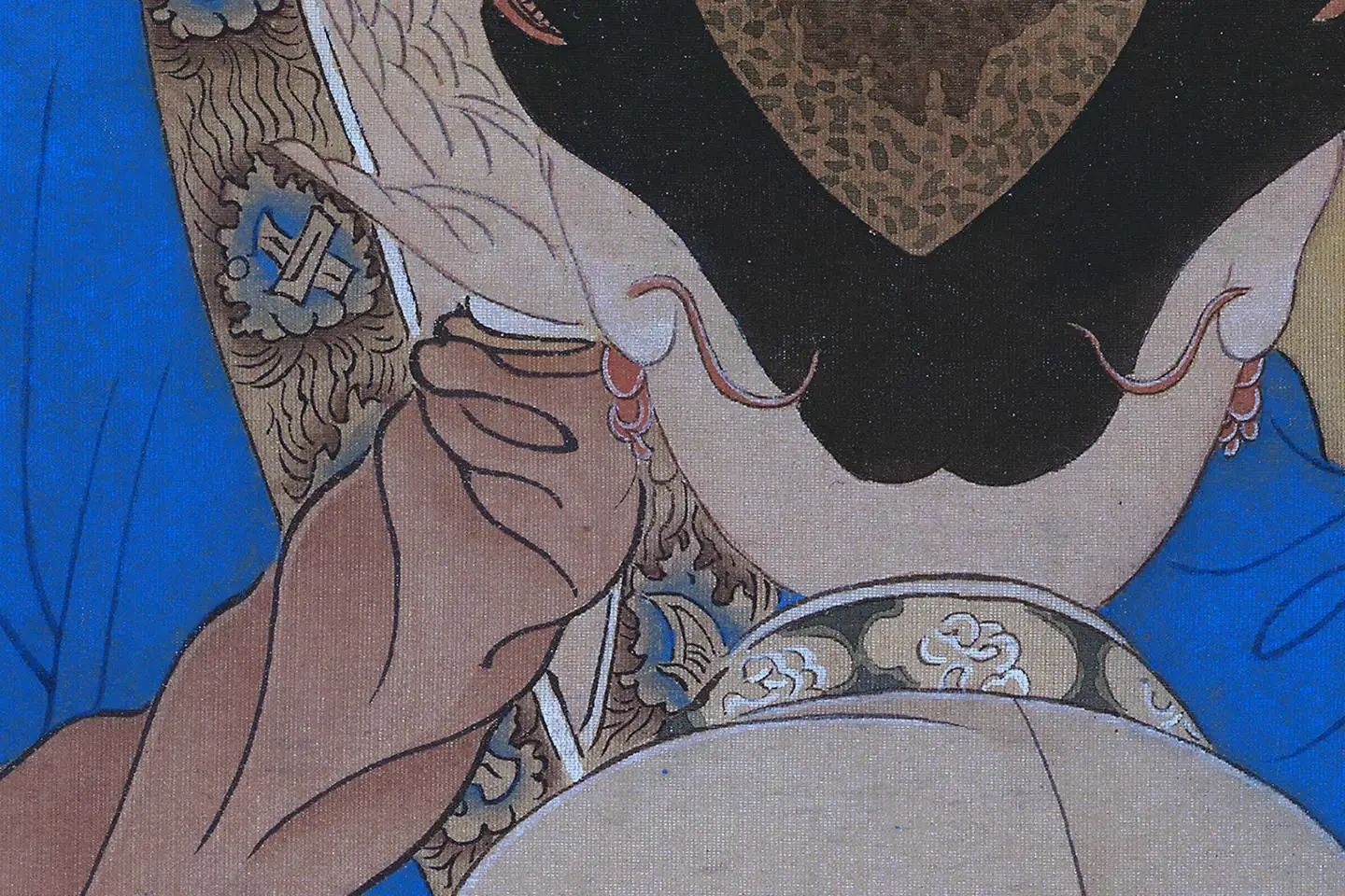 唐寅人物画《王蜀宫妓图》高清大图局部 (5)