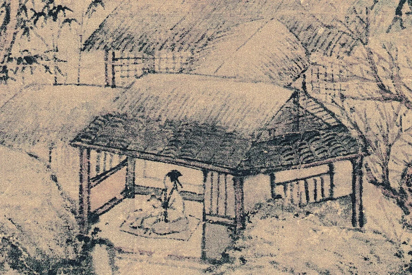 沈周山水《桃花书屋图》局部 (1)