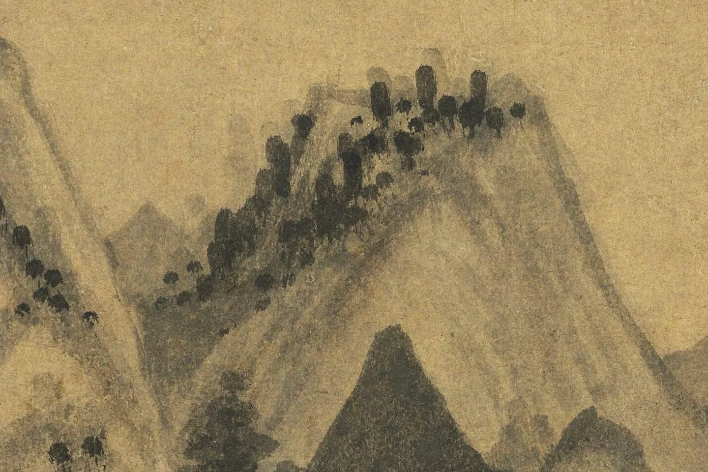 吴镇水墨山水《中山图》高清大图局部 (7)