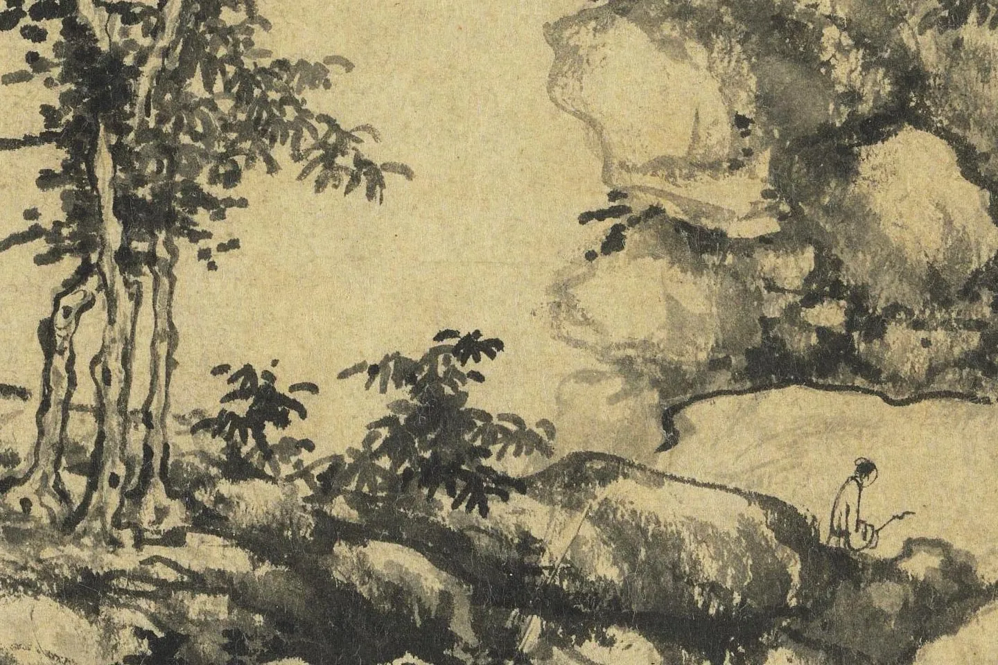 林卷阿水墨山水高清大图局部 (5