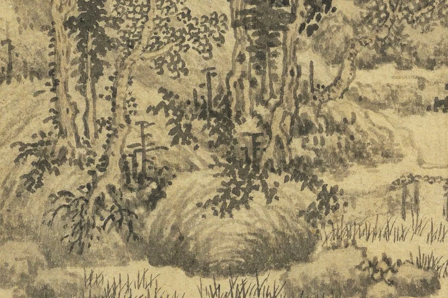 马琬水墨山水画《春山清霁图》高清大图局部 (9)