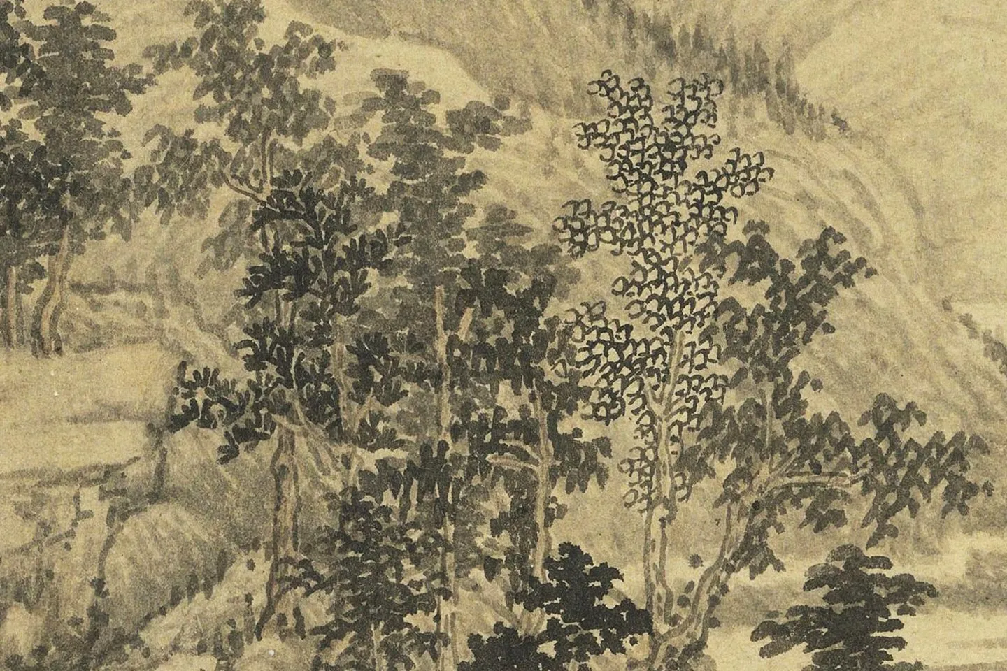 马琬水墨山水画《春山清霁图》高清大图局部 (3)