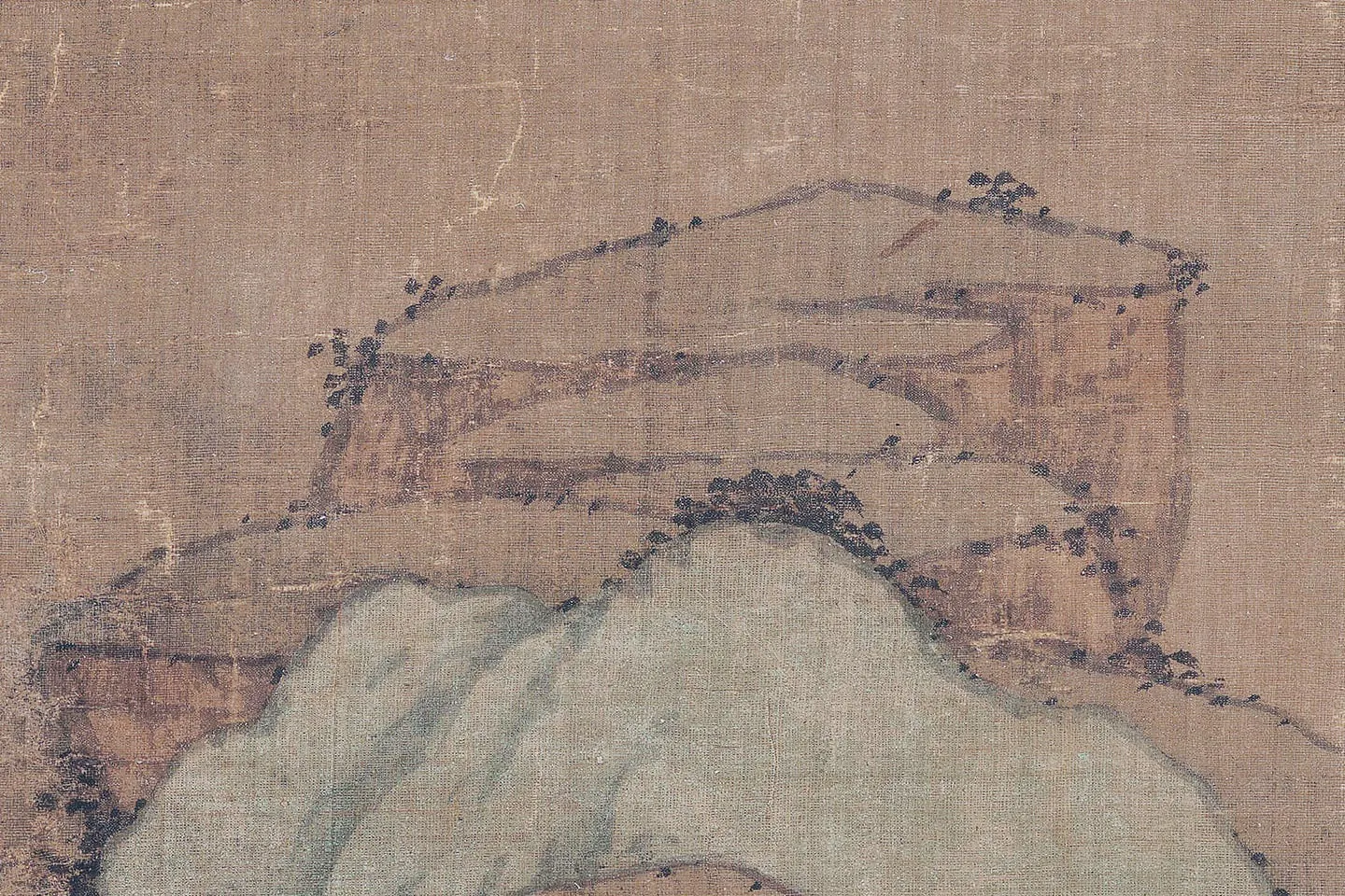 沈周小青绿山水《青山红树图》高清大图局部 (11)