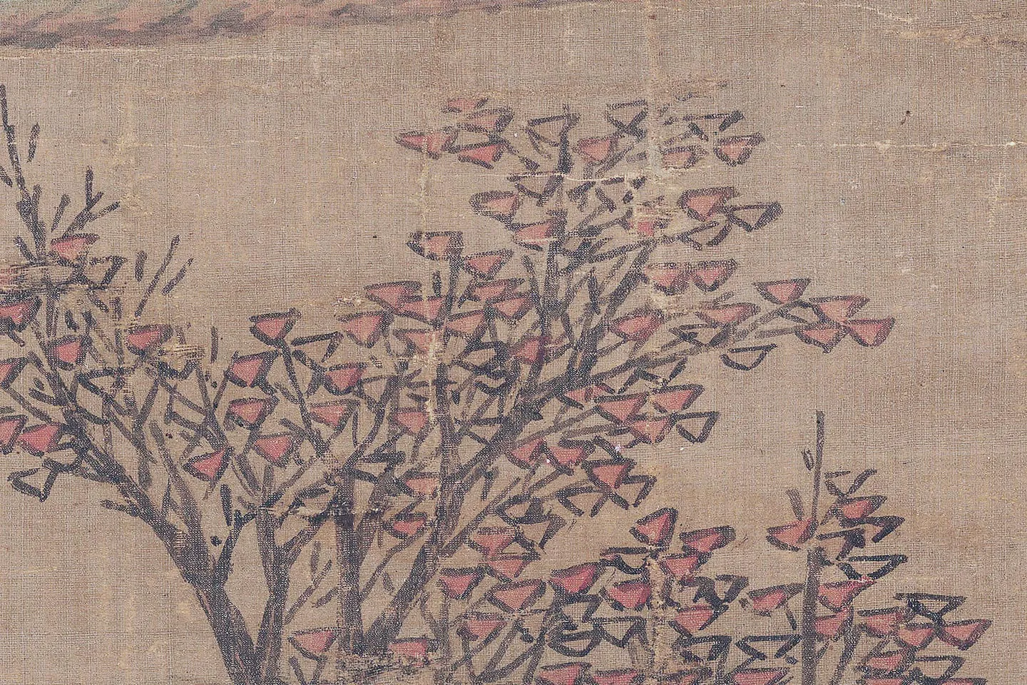 沈周小青绿山水《青山红树图》高清大图局部 (5)