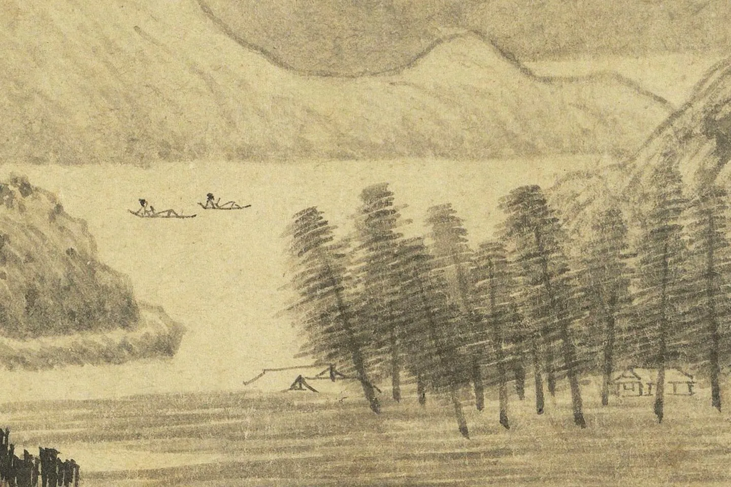 马琬水墨山水画《春山清霁图》高清大图局部 (5)