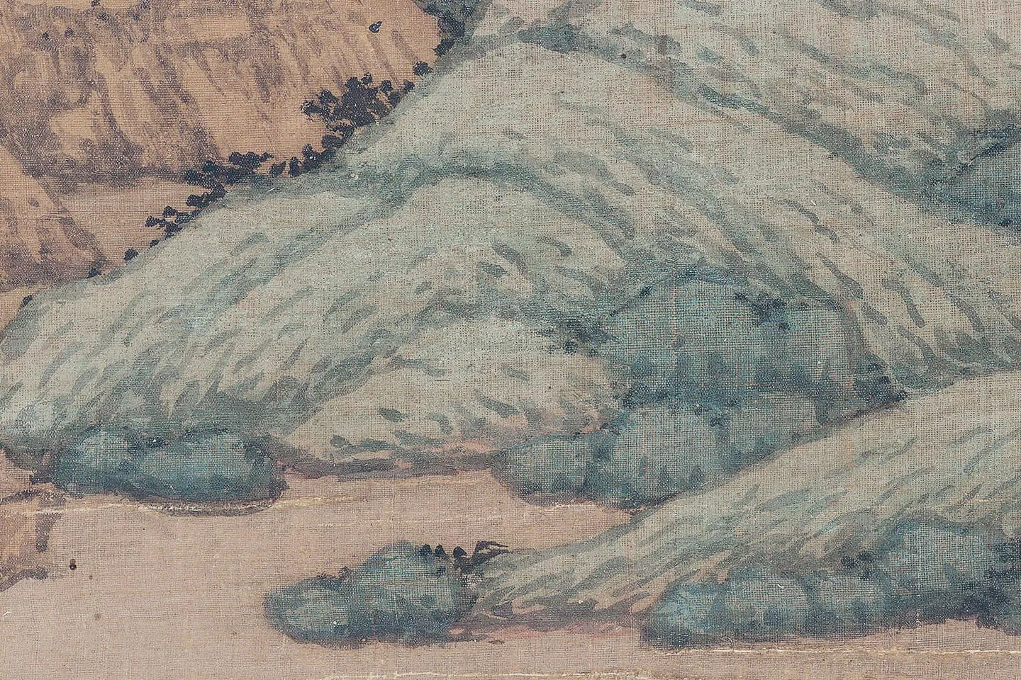 沈周小青绿山水《青山红树图》高清大图局部 (6)