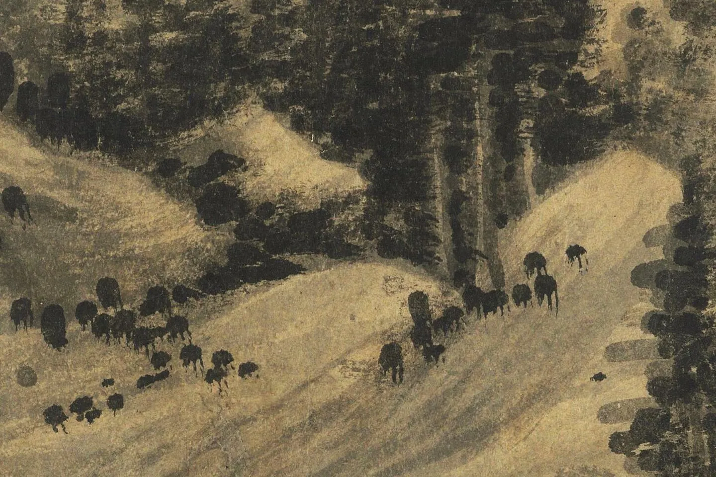 吴镇水墨山水《中山图》高清大图局部 (3)