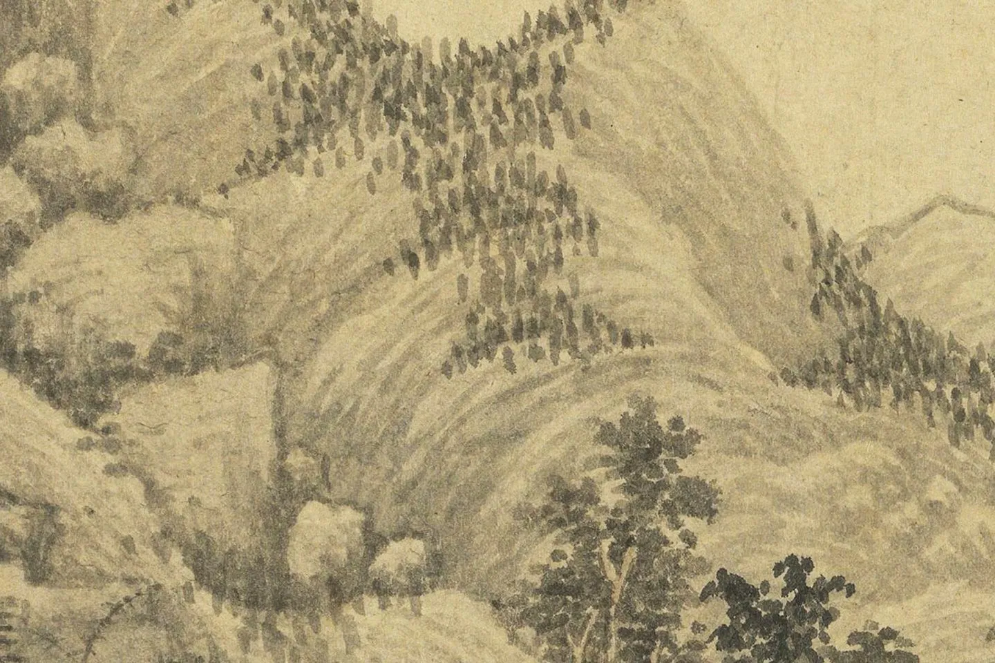 马琬水墨山水画《春山清霁图》高清大图局部 (4)