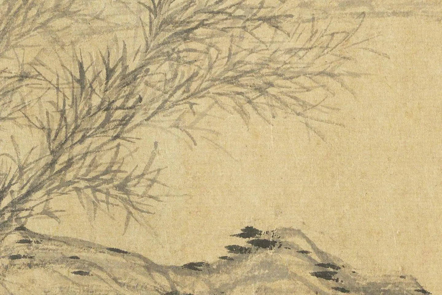 管道升水墨画《烟雨丛竹图》高清大图局部 (4)