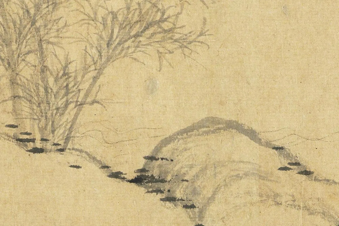 管道升水墨画《烟雨丛竹图》高清大图局部 (5)