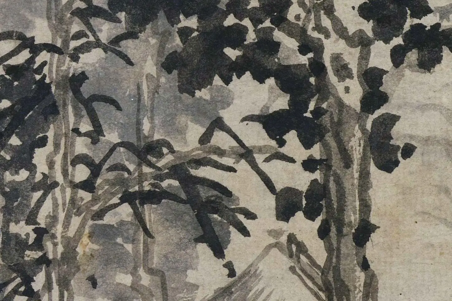 赵原山水画《溪亭秋色图》高清大图局部 (5)