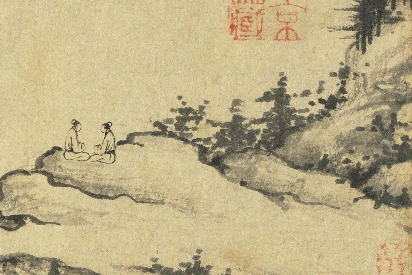 林卷阿水墨山水高清大图局部 (4)