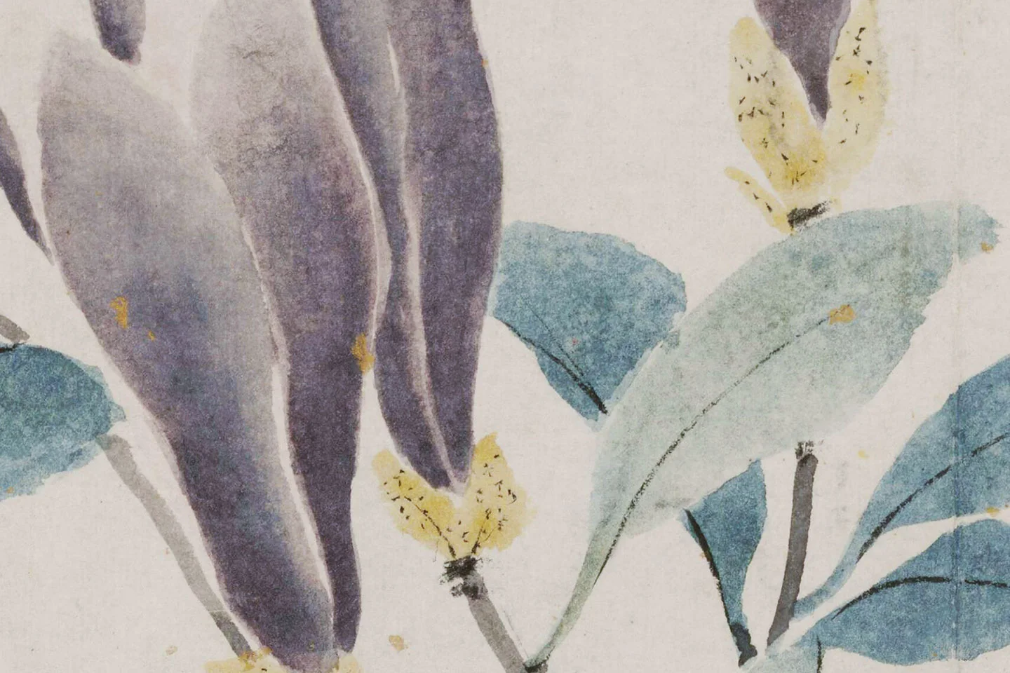 沈周《辛夷墨菜图》局部 (1)