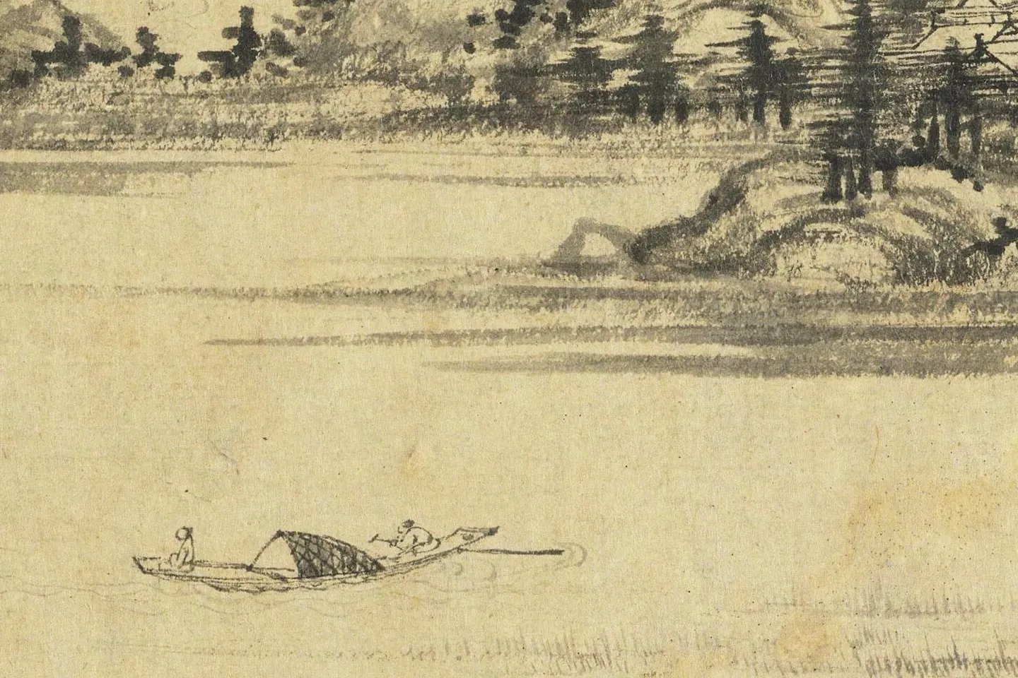 林卷阿水墨山水高清大图局部 (2)