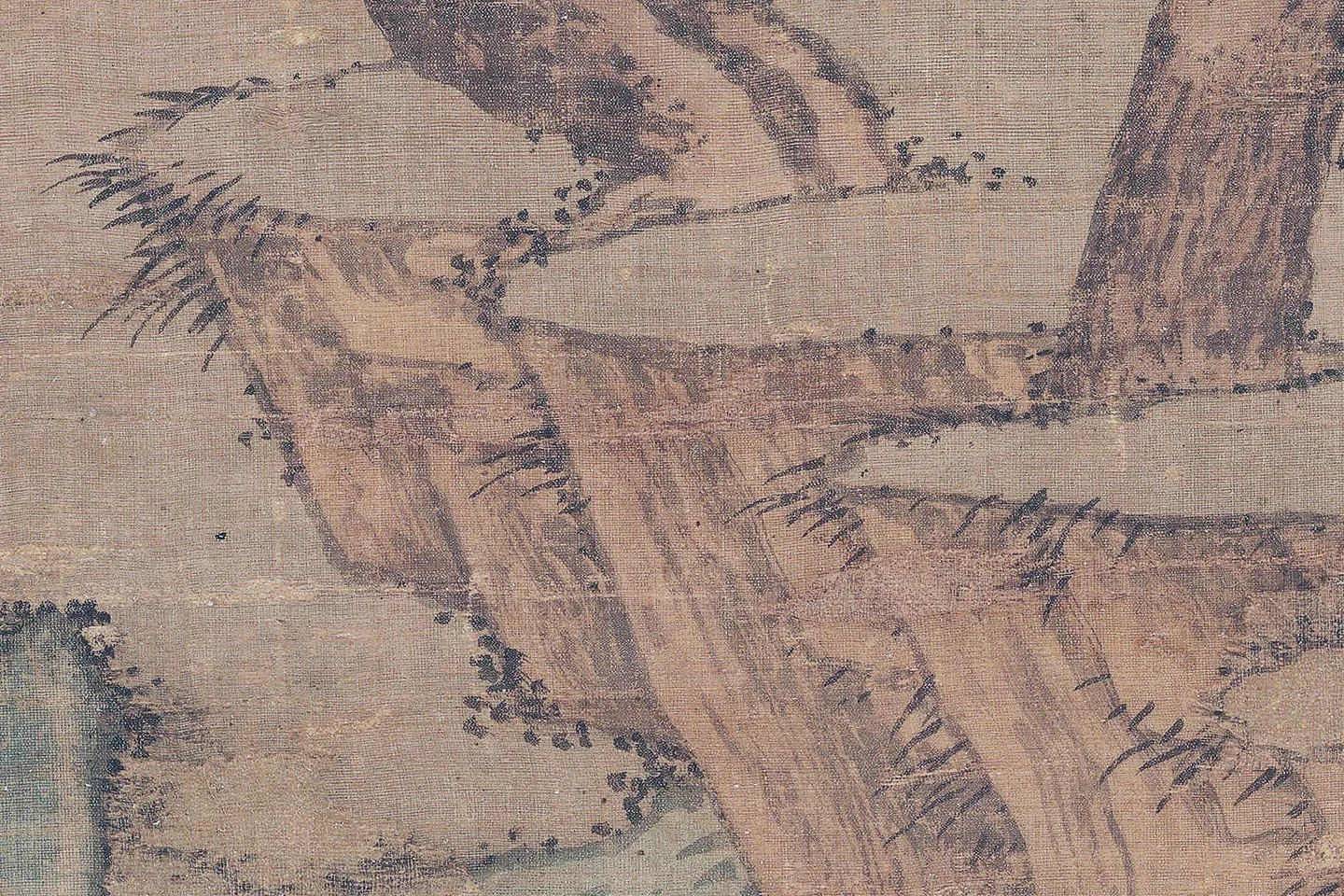 沈周小青绿山水《青山红树图》高清大图局部 (2)