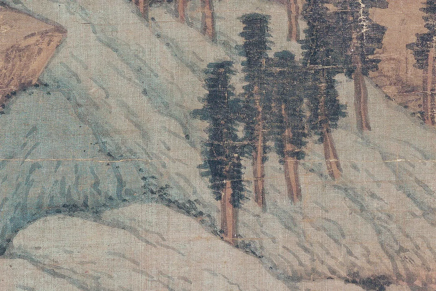 沈周小青绿山水《青山红树图》高清大图局部 (7)