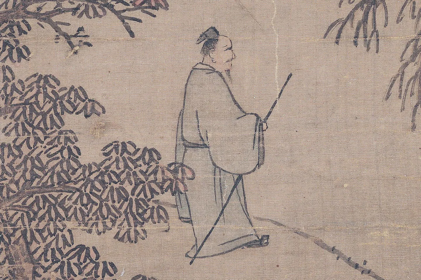 沈周小青绿山水《青山红树图》高清大图局部 (1)