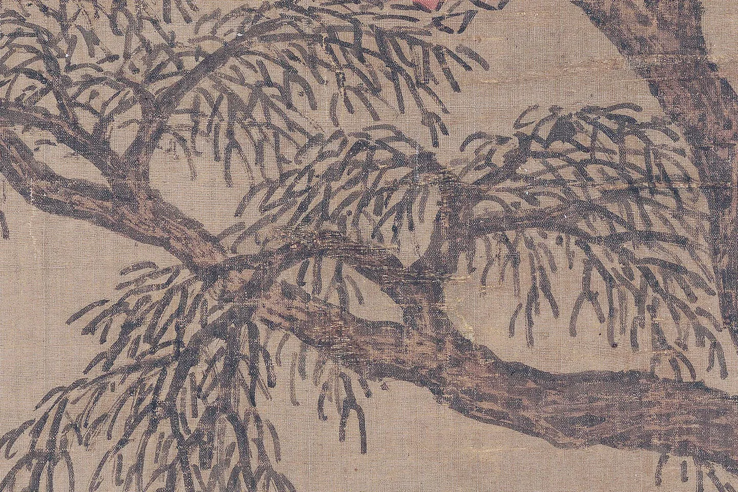 沈周小青绿山水《青山红树图》高清大图局部 (3)