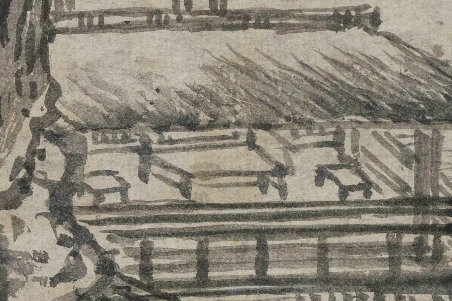 赵原山水画《溪亭秋色图》高清大图局部 (4)