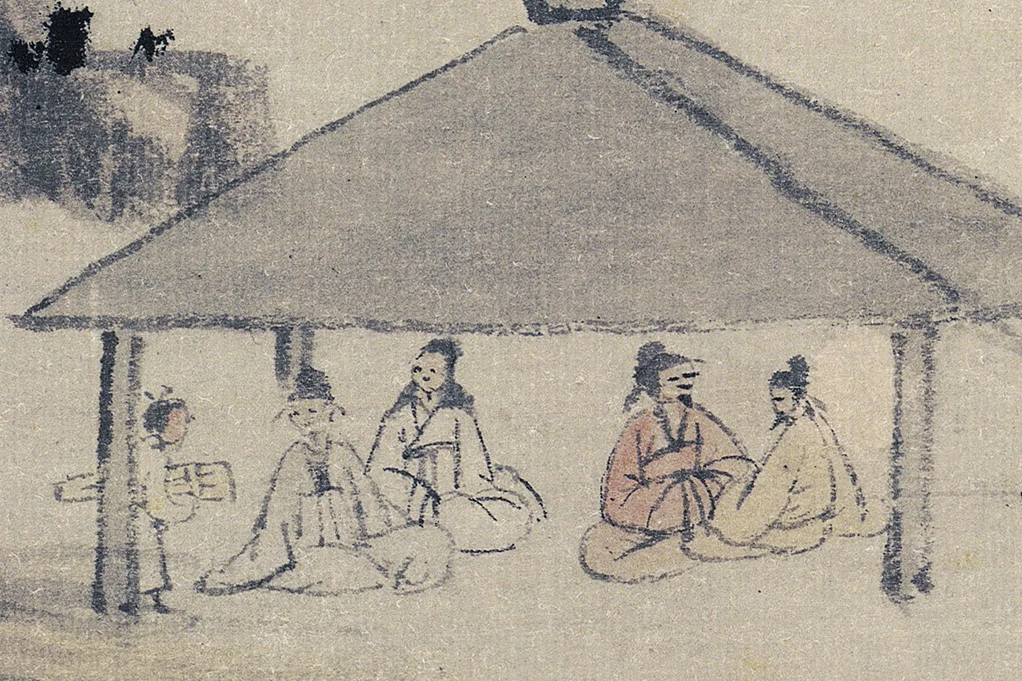 沈周山水画《魏园雅集图》高清大图局部 (1)