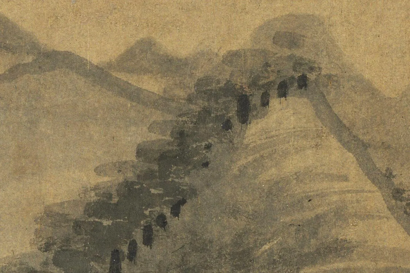 吴镇水墨山水《中山图》高清大图局部 (5)