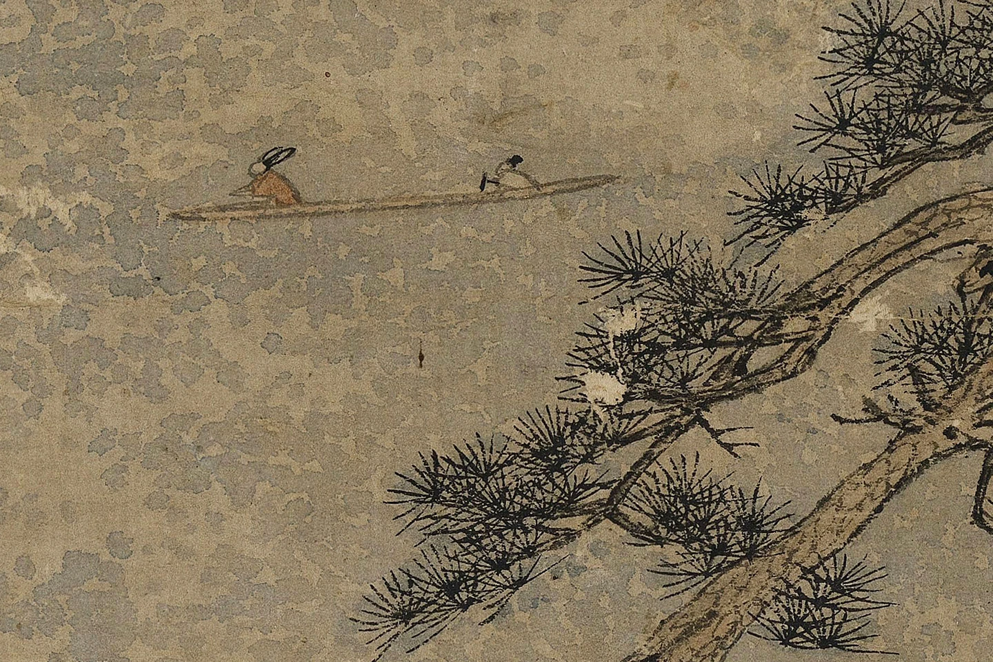 赵雍山水画《采菱图》高清大图局部 (1)