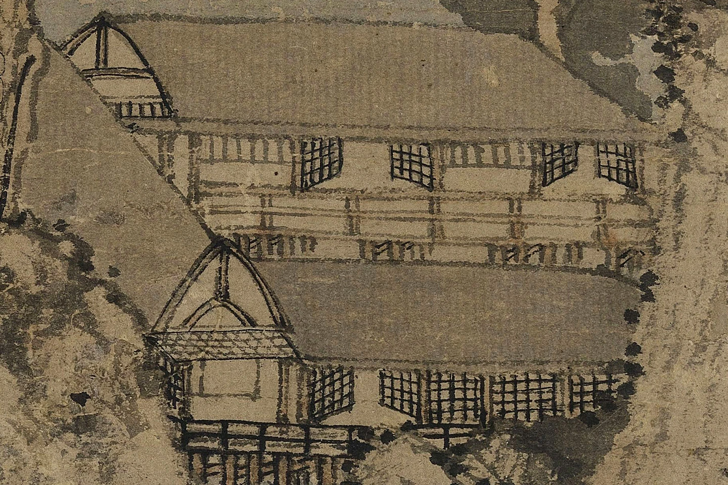 赵雍山水画《采菱图》高清大图局部 (2)