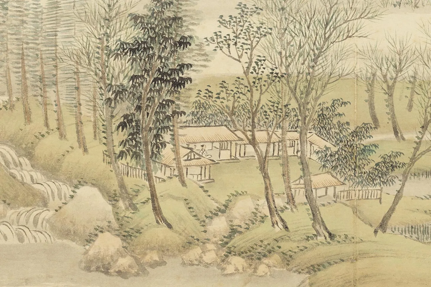 王翚春景山水《仿惠崇早春图》局部 (1)