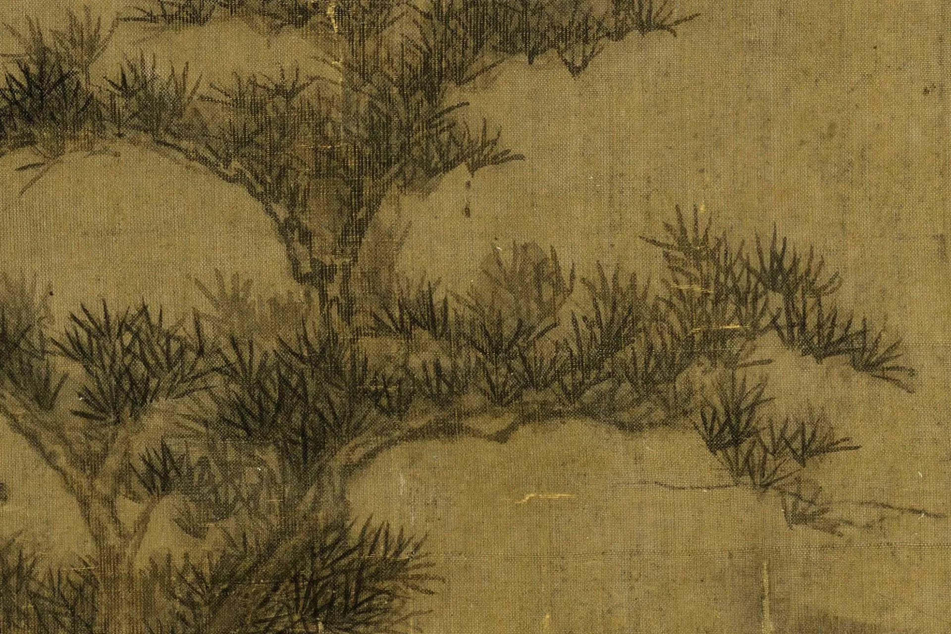 倪瓒山水《松林亭子》高清大图局部 (3)