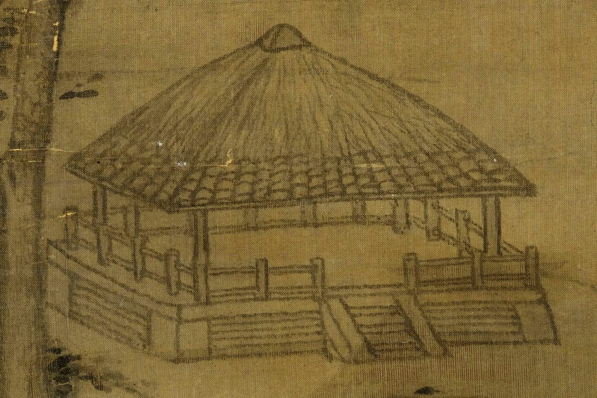 倪瓒山水《松林亭子》高清大图局部 (1)