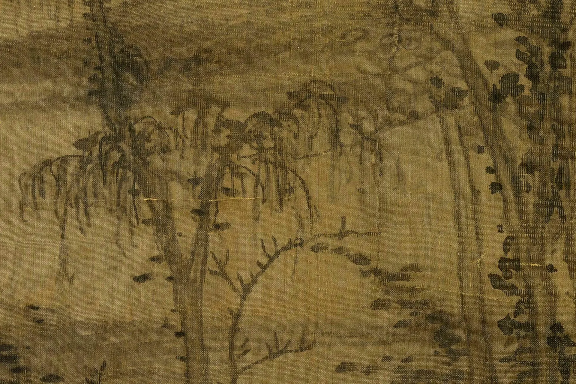 倪瓒山水《松林亭子》高清大图局部 (2)