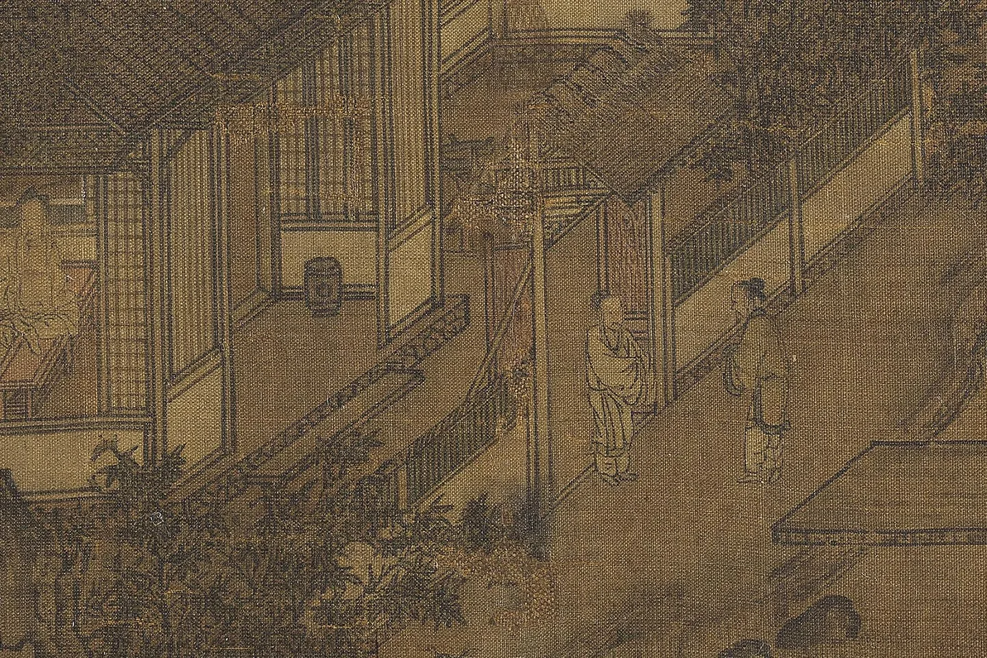 李嵩《松坞延宾图》团扇页高清局部 (1)