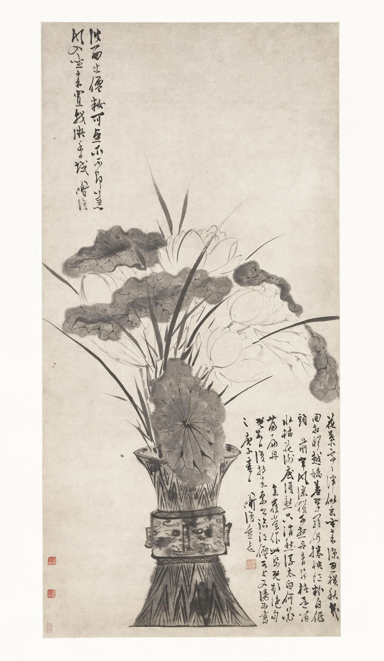 传陈淳《商尊白莲图》