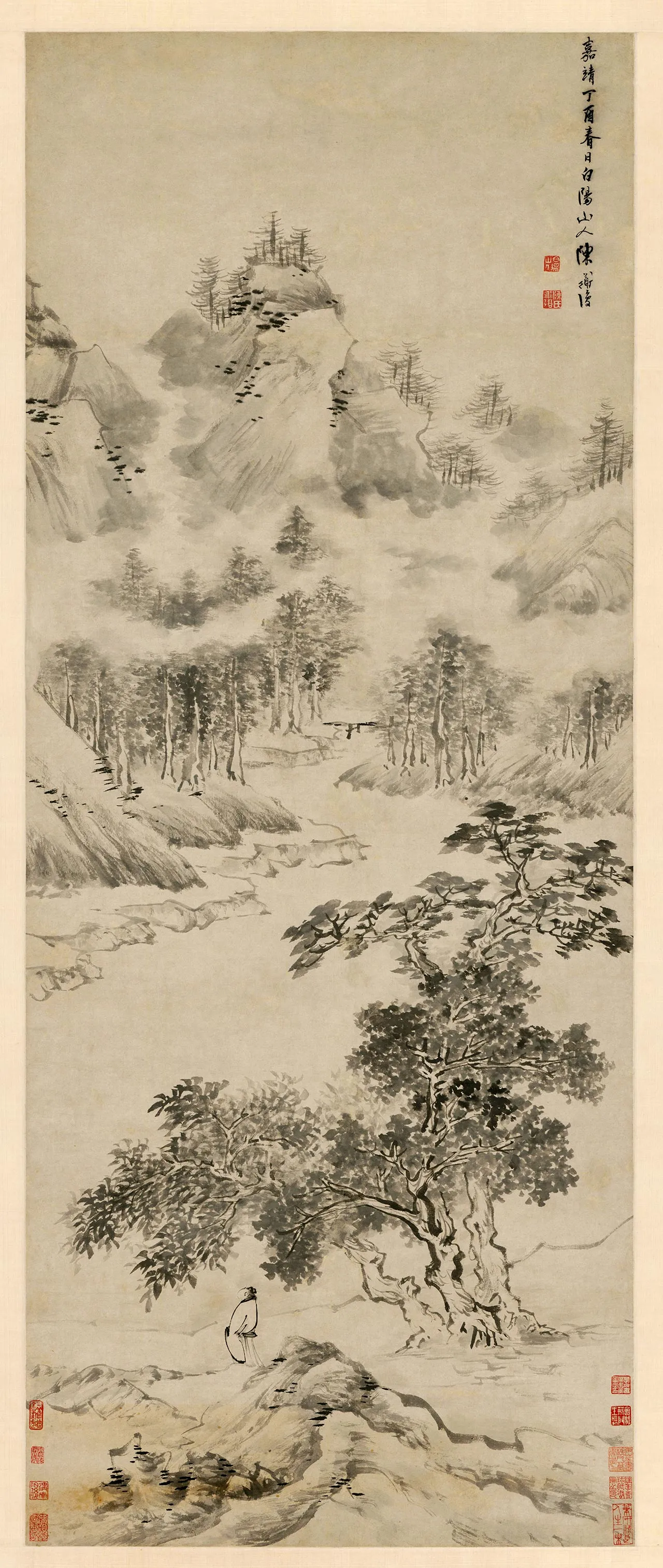 陈淳水墨山水《墨笔山水图》轴