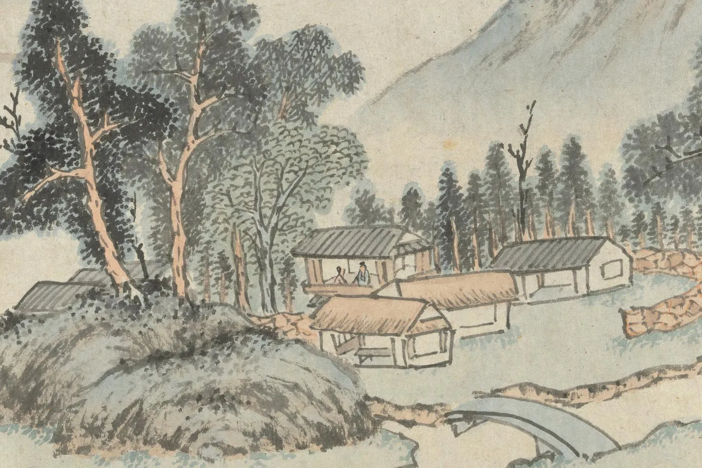 明钱谷山水画《石湖图》局部 (2)