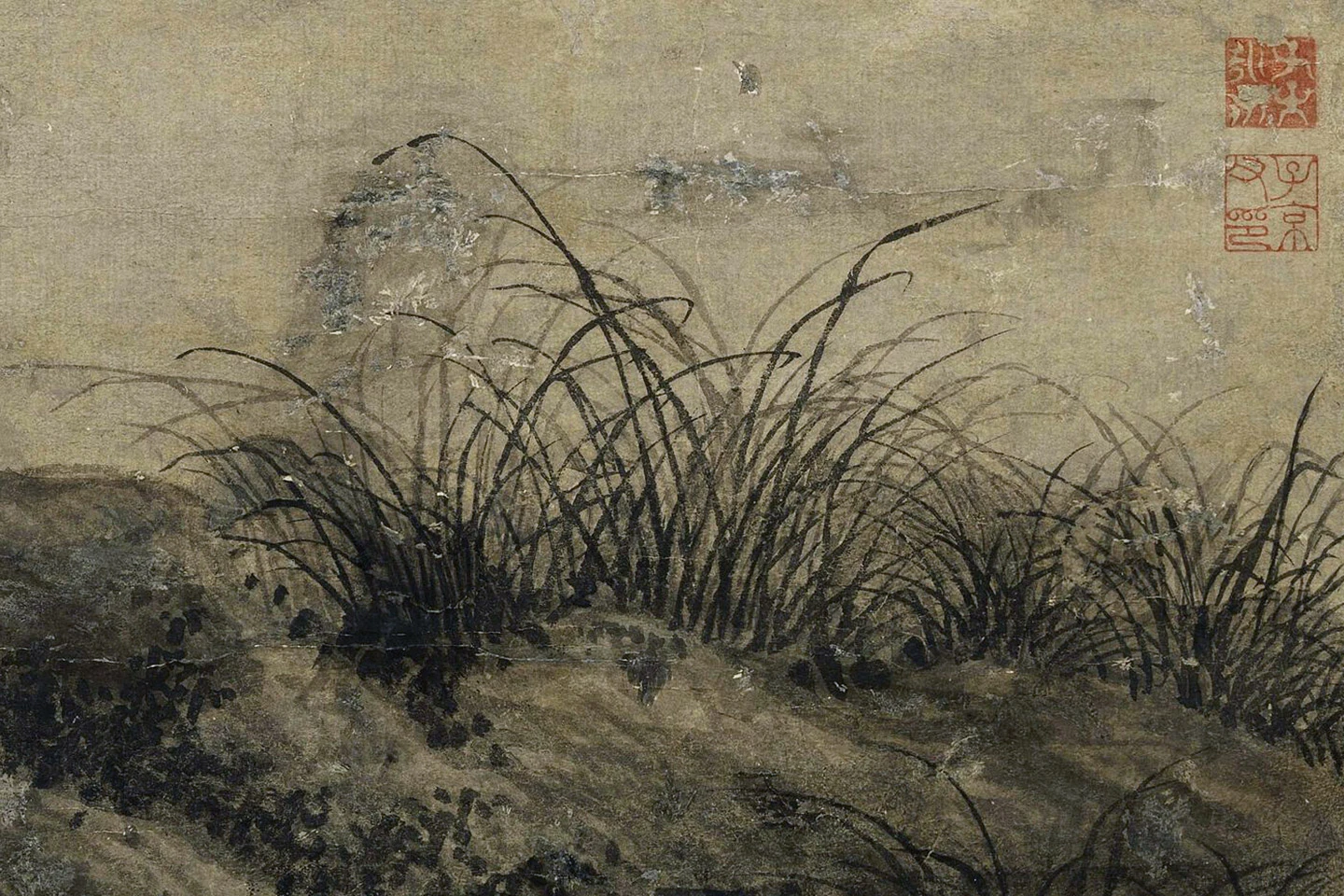 吴镇山水画《洞庭渔隐图》局部 (5)