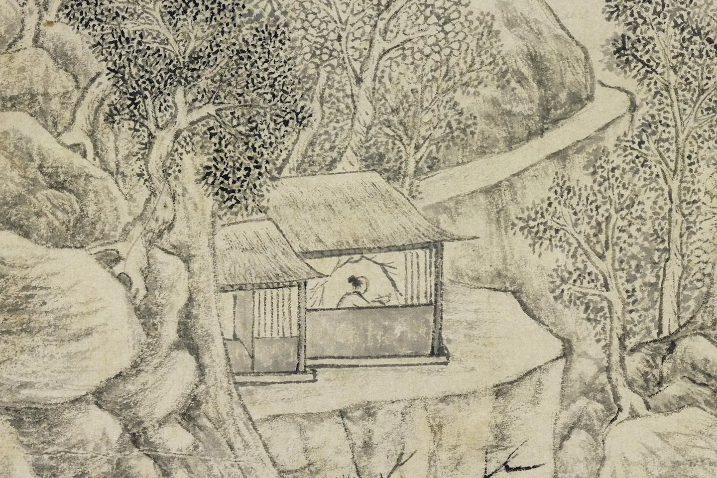 明钱谷画山水轴局部 (4)