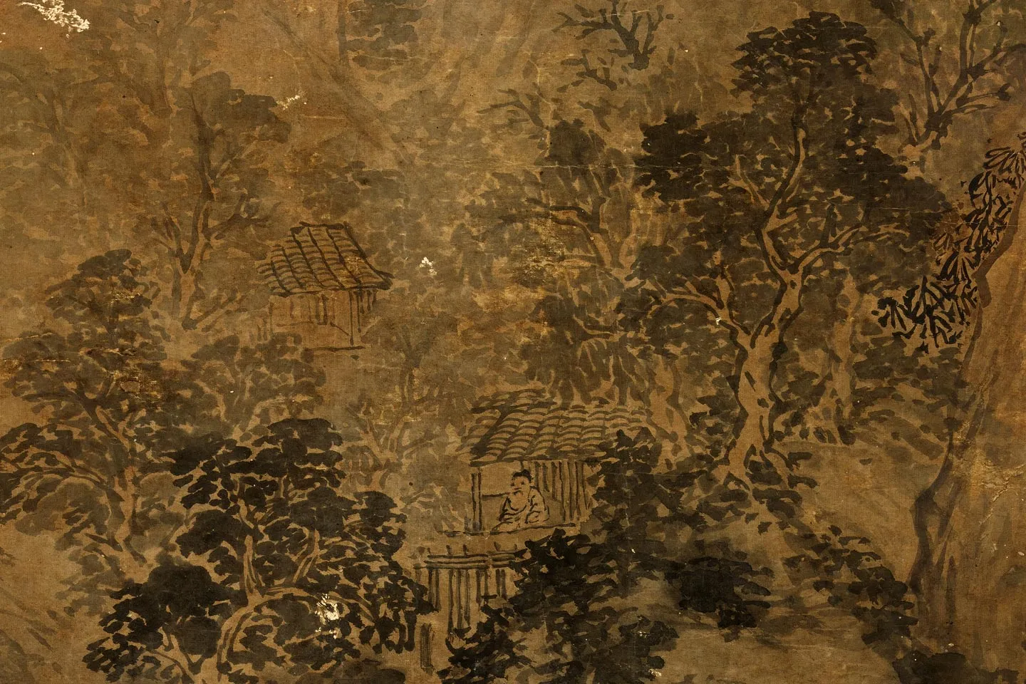 吴镇山水画《溪山雨意图》局部 (2)